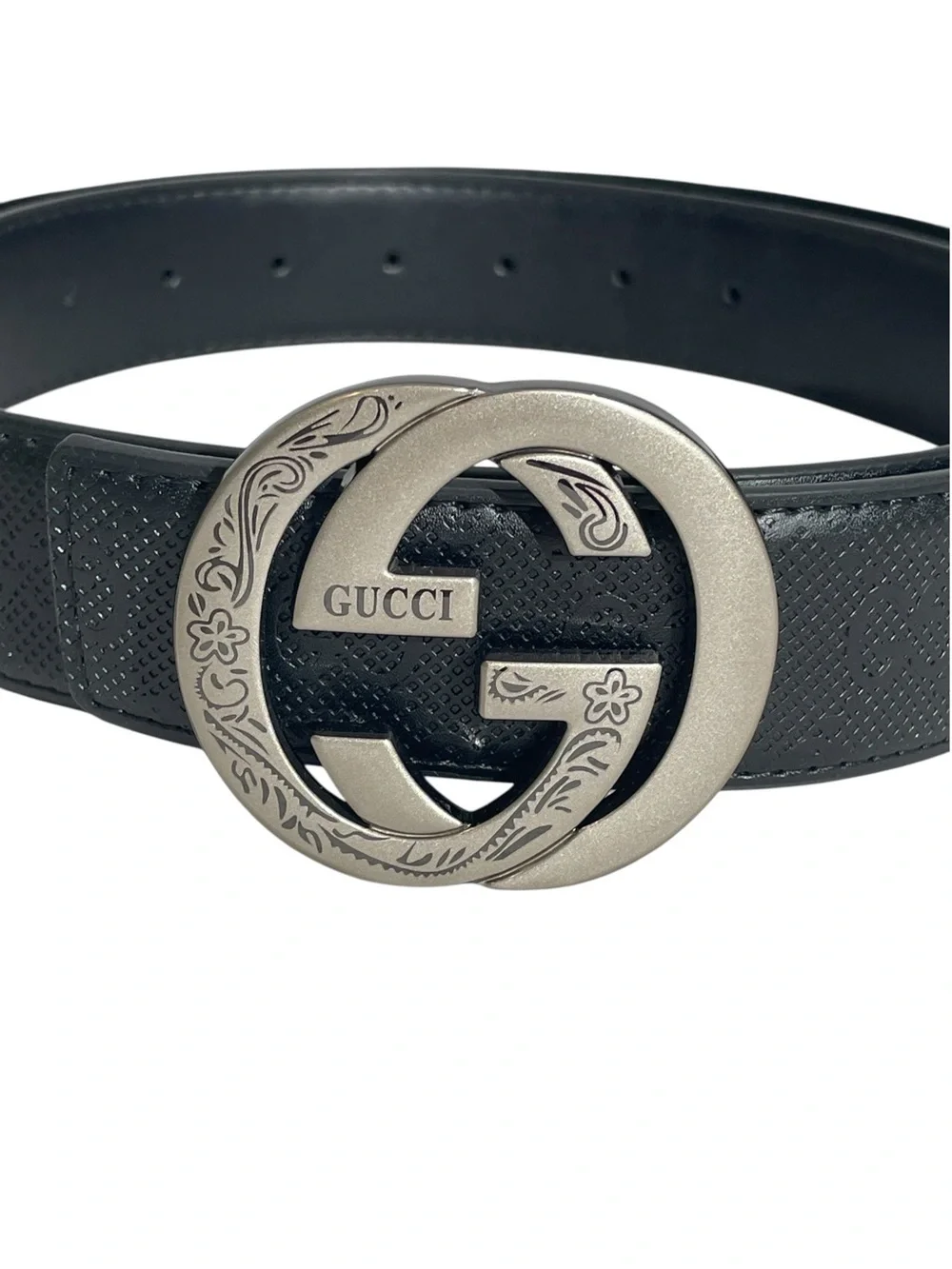 🖤Men’s Black Belt with Engraved Interlocking Buckle 🖤